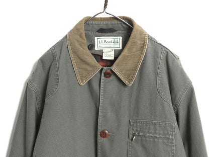 00s エルエルビーン ダック ハンティング ジャケット メンズ L / オールド カバーオール フィールド ハーフ コート チェック ライナー付き