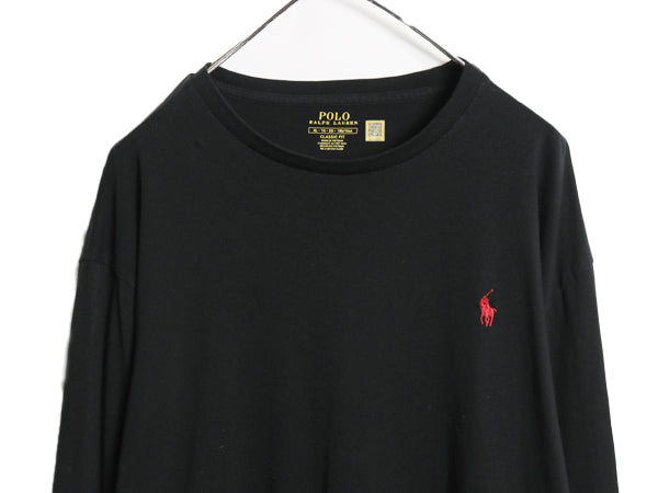 ポロ ラルフローレン 長袖 Tシャツ メンズ XL ロンT ロングスリーブ コットン シングルステッチ ワンポイント カットソー 大きいサイズ 黒