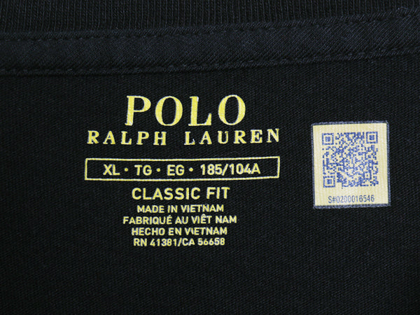 ポロ ラルフローレン 長袖 Tシャツ メンズ XL ロンT ロングスリーブ コットン シングルステッチ ワンポイント カットソー 大きいサイズ 黒