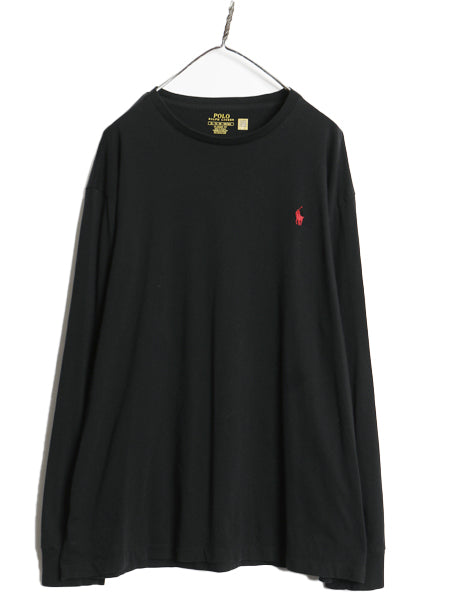ポロ ラルフローレン 長袖 Tシャツ メンズ XL ロンT ロングスリーブ コットン シングルステッチ ワンポイント カットソー 大きいサイズ 黒