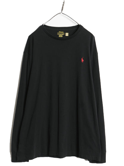 ポロ ラルフローレン 長袖 Tシャツ メンズ XL ロンT ロングスリーブ コットン シングルステッチ ワンポイント カットソー 大きいサイズ 黒