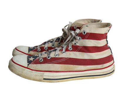 90s USA製 ★ コンバース オールスター ハイカット 星条旗 総柄 10 1/2 29cm / オールド アメリカ製 Converse ALLSTAR スニーカー デカ履き