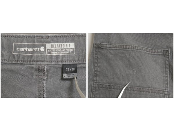 US企画 カーハート キャンバス ワーク パンツ メンズ 32 30 古着 ペインター ストレッチ コットン ストレート ノータック ボトムス グレー