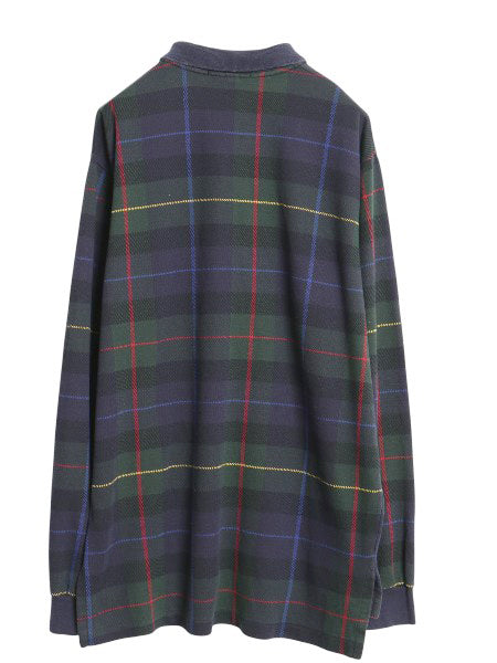 90s USA製 ポロ ラルフローレン チェック 長袖 ポロシャツ メンズ XL / オールド 長袖シャツ スムース コットン 大きいサイズ マルチカラー