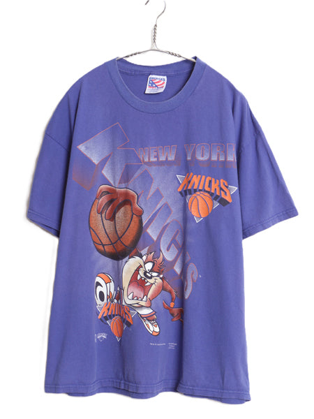 90s USA製 ワーナー タズマニアンデビル プリント 半袖 Tシャツ メンズ XL 古着 オールド NBA オフィシャル ニックス バスケ キャラクター