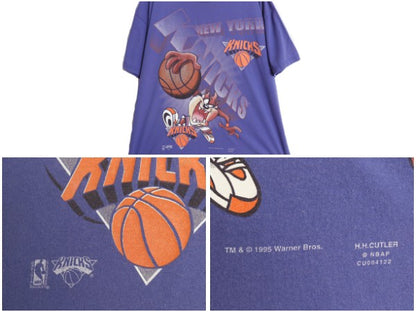 90s USA製 ワーナー タズマニアンデビル プリント 半袖 Tシャツ メンズ XL 古着 オールド NBA オフィシャル ニックス バスケ キャラクター