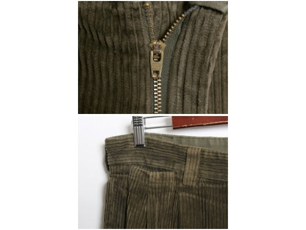 90s 太畝 コーデュロイ パンツ 実寸 34 33 / 古着 オールド スラックス ツータック ストレート ボトムス ヘビーウェイト コットン 裾ダブル