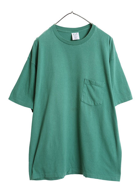 90s USA製 オールド ギャップ ポケット付き 無地 半袖 Tシャツ メンズ XL / シングルステッチ コットン ポケT カットソー 大きいサイズ 緑