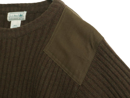 00s エルエルビーン コマンド ニット セーター メンズ L / オールド ウール 長袖ニット リブ編み メリノ ラム ウール エルボーパッチ 無地