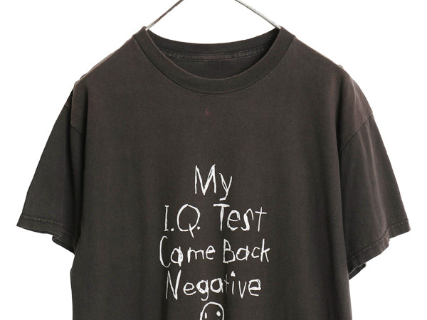 90s ジョーク メッセージ スマイル イラスト プリント 半袖 Tシャツ メンズ レディース M 程 オールド ニコちゃん ブラック ヘビーウェイト