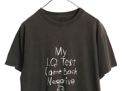 90s ジョーク メッセージ スマイル イラスト プリント 半袖 Tシャツ メンズ レディース M 程 オールド ニコちゃん ブラック ヘビーウェイト