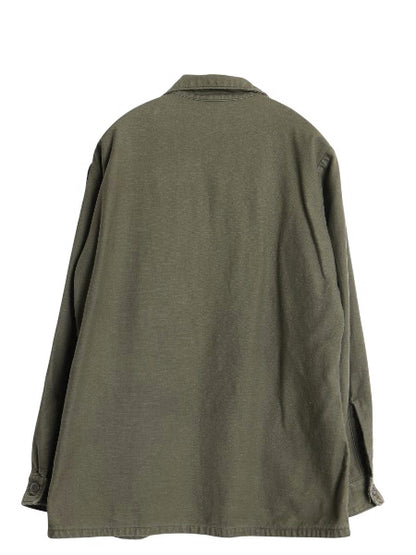 70s 米軍実物 US ARMY コットン サテン ユーティリティ シャツ M ヴィンテージ 70年製 OG107 シャツ袖 3rd 軍物 ミリタリー ワッペン付き 