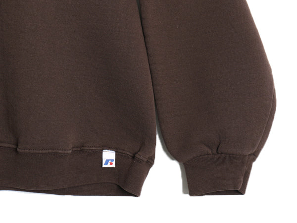 00s ラッセル 無地 スウェット メンズ レディース XXL / オールド トレーナー 前V 裏起毛 ワンポイント ブランク シンプル 大きいサイズ 茶