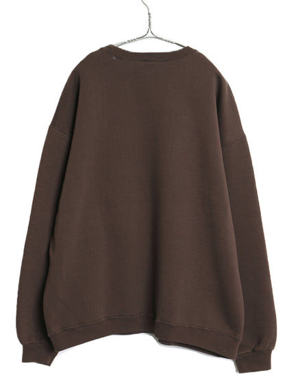 00s ラッセル 無地 スウェット メンズ レディース XXL / オールド トレーナー 前V 裏起毛 ワンポイント ブランク シンプル 大きいサイズ 茶
