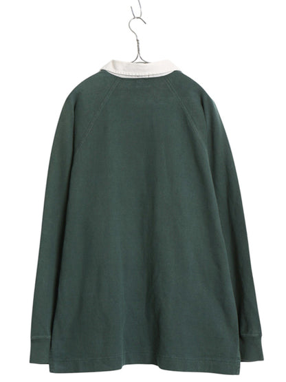 90s オールド ギャップ ハーフジップ 長袖 ラガー シャツ メンズ L 古着 オールド ラグビー 長袖シャツ ポロシャツ 無地 ボックス グリーン