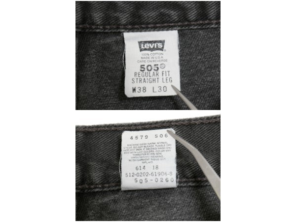 00s USA製 リーバイス 505 ブラック デニム パンツ メンズ 38 30 オールド ジーンズ ジーパン Gパン スリム ストレート ボトムス 黒 赤タブ