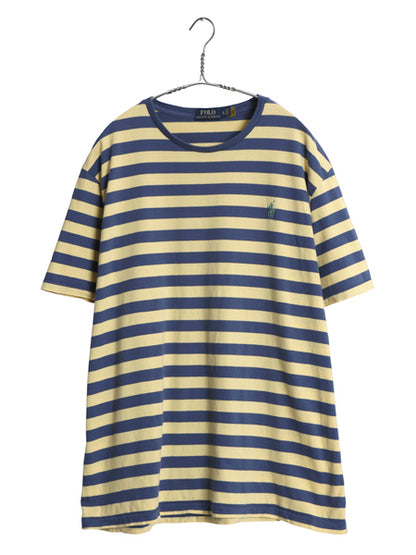 ポロ ラルフローレン ボーダー 半袖 Tシャツ メンズ XL 古着 コットン シングルステッチ ワンポイント カットソー ツートン 大きいサイズ