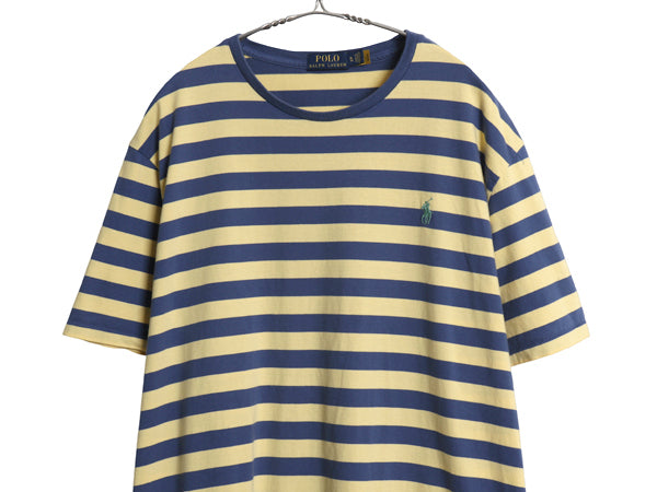 ポロ ラルフローレン ボーダー 半袖 Tシャツ メンズ XL 古着 コットン シングルステッチ ワンポイント カットソー ツートン 大きいサイズ