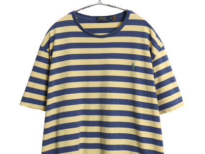 ポロ ラルフローレン ボーダー 半袖 Tシャツ メンズ XL 古着 コットン シングルステッチ ワンポイント カットソー ツートン 大きいサイズ