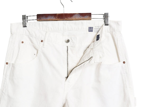 ギャップ ペインター パンツ メンズ 実寸 35 30 古着 ワーク ストレッチ コットン キャンバス ストレート ワンポイント ボトムス ホワイト
