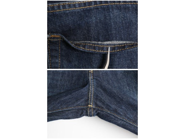 ポロ ラルフローレン デニム パンツ 実寸 38 31 / ヴィンテージ 加工 インディゴ ジーンズ ジーパン ストレート 革パッチ ヒゲ アタリ 濃紺