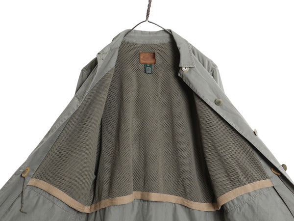 90s ローレン ラルフローレン フィッシング シャツ ジャケット レディース M 程/ オールド ポロ 長袖シャツ コットン サファリ 無地 カーキ