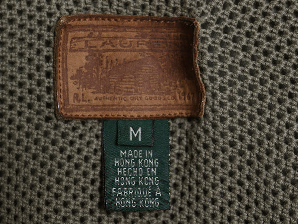90s ローレン ラルフローレン フィッシング シャツ ジャケット レディース M 程/ オールド ポロ 長袖シャツ コットン サファリ 無地 カーキ