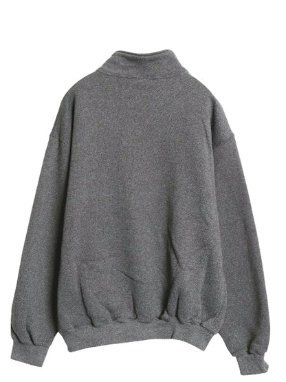 90s ディスカス 無地 ハーフジップ スウェット メンズ レディース M オールド 裏起毛 ブランク プルオーバー ハイネック ワンポイント濃灰