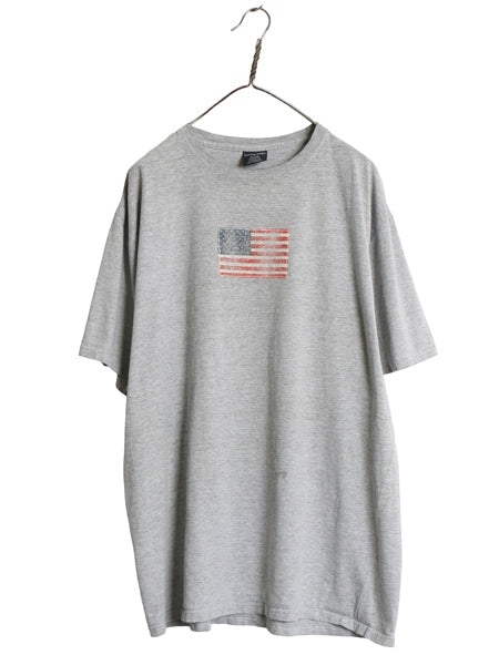 00s ランズエンド 星条旗 プリント 半袖 Tシャツ メンズ L / オールド アート イラスト グラフィック カットソー トップス シンプル グレー