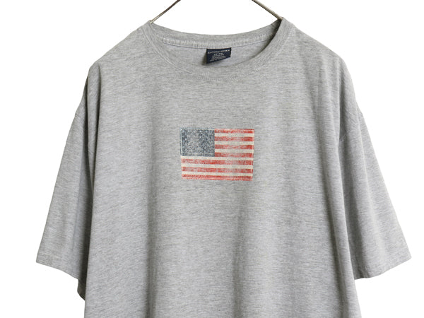 00s ランズエンド 星条旗 プリント 半袖 Tシャツ メンズ L / オールド アート イラスト グラフィック カットソー トップス シンプル グレー