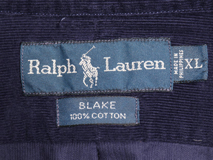 90s ラルフローレン 細畝 コーデュロイ 長袖 ボタンダウン シャツ メンズ XL オールド ポロ BLAKE ポニー ワンポイント 大きいサイズ 無地