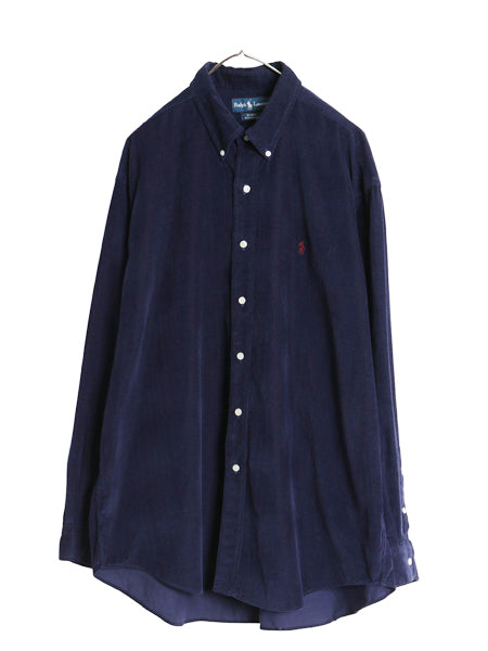 90s ラルフローレン 細畝 コーデュロイ 長袖 ボタンダウン シャツ メンズ XL オールド ポロ BLAKE ポニー ワンポイント 大きいサイズ 無地