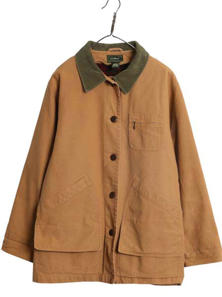 エルエルビーン ダック ハンティング ジャケット レディース M / アウトドア カバーオール ハーフ コート チェック ライナー 付き コットン