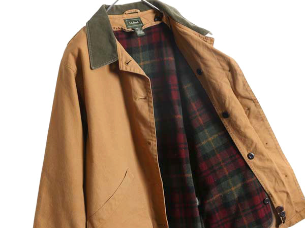 エルエルビーン ダック ハンティング ジャケット レディース M / アウトドア カバーオール ハーフ コート チェック ライナー 付き コットン