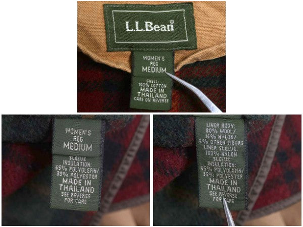 エルエルビーン ダック ハンティング ジャケット レディース M / アウトドア カバーオール ハーフ コート チェック ライナー 付き コットン