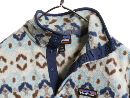 パタゴニア 総柄 ライトウェイト シンチラ スナップT レディース XS 古着 19年製 フリース プルオーバー ジャケット ブルゾン マルチカラー