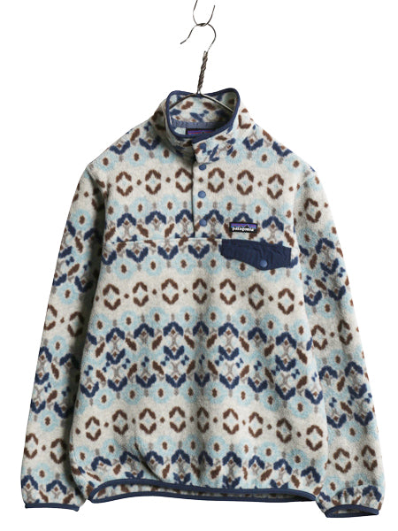 パタゴニア 総柄 ライトウェイト シンチラ スナップT レディース XS 古着 19年製 フリース プルオーバー ジャケット ブルゾン マルチカラー