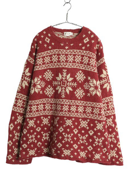 90s ジェイクルー ノルディック ニット セーター メンズ M 大きめ L オールド ウール フェアアイル カットソー タイプ バーズアイ 旧タグ 