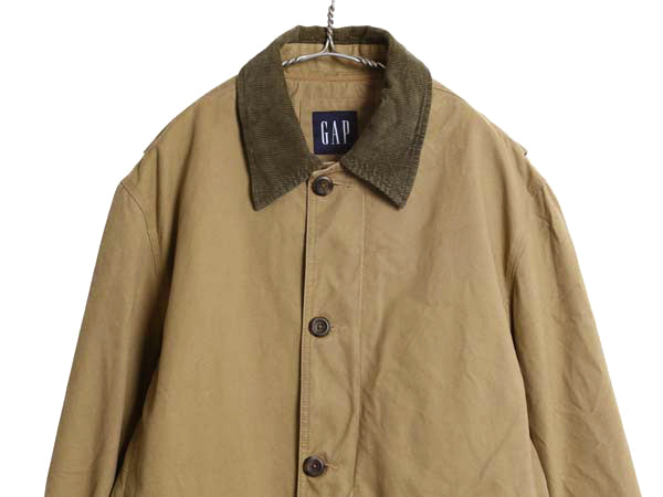 00s オールド ギャップ コットン ハンティング ジャケット メンズ L / 古着 中綿 フィールド カバーオール ハーフ コート 襟 コーデュロイ 