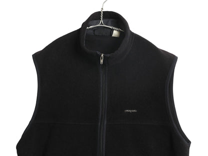 90s USA製 パタゴニア シンチラ フリース ベスト メンズ L 99年製 オールド フルジップ ハイネック アウトドア 重ね着 前開き 黒 シンプル
