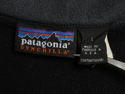 90s USA製 パタゴニア シンチラ フリース ベスト メンズ L 99年製 オールド フルジップ ハイネック アウトドア 重ね着 前開き 黒 シンプル