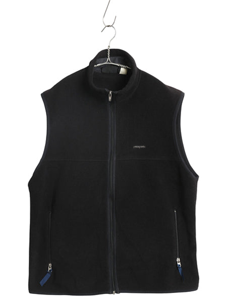 90s USA製 パタゴニア シンチラ フリース ベスト メンズ L 99年製 オールド フルジップ ハイネック アウトドア 重ね着 前開き 黒 シンプル