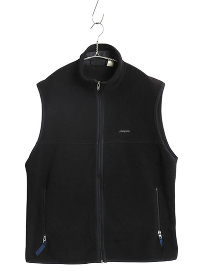 90s USA製 パタゴニア シンチラ フリース ベスト メンズ L 99年製 オールド フルジップ ハイネック アウトドア 重ね着 前開き 黒 シンプル