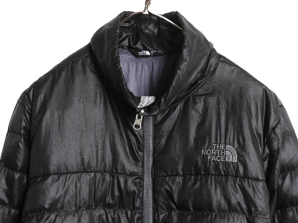 ノースフェイス ナイロン ダウン ジャケット メンズ S アウトドア ブルゾン ハイネック フルジップ キルティング 550フィル パッカブル 黒