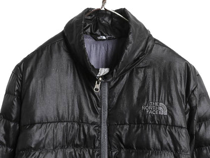 ノースフェイス ナイロン ダウン ジャケット メンズ S アウトドア ブルゾン ハイネック フルジップ キルティング 550フィル パッカブル 黒