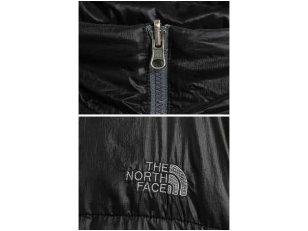 ノースフェイス ナイロン ダウン ジャケット メンズ S アウトドア ブルゾン ハイネック フルジップ キルティング 550フィル パッカブル 黒