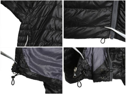 ノースフェイス ナイロン ダウン ジャケット メンズ S アウトドア ブルゾン ハイネック フルジップ キルティング 550フィル パッカブル 黒