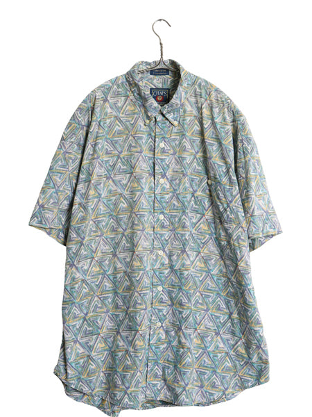80s チャップス ラルフローレン 半袖 ボタンダウン シャツ メンズ XL 古着 ヴィンテージ ポロ 半袖シャツ 総柄 グラフィック 大きいサイズ