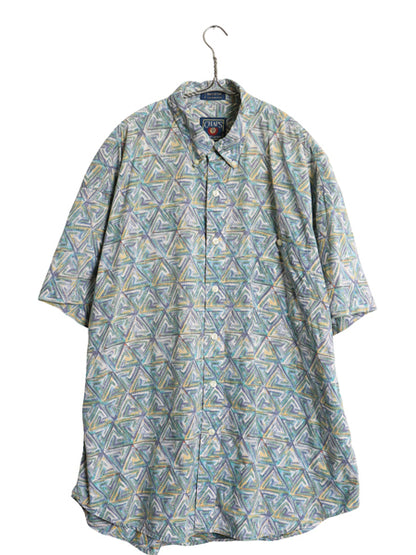 80s チャップス ラルフローレン 半袖 ボタンダウン シャツ メンズ XL 古着 ヴィンテージ ポロ 半袖シャツ 総柄 グラフィック 大きいサイズ