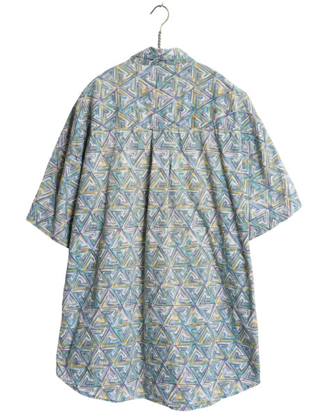 80s チャップス ラルフローレン 半袖 ボタンダウン シャツ メンズ XL 古着 ヴィンテージ ポロ 半袖シャツ 総柄 グラフィック 大きいサイズ